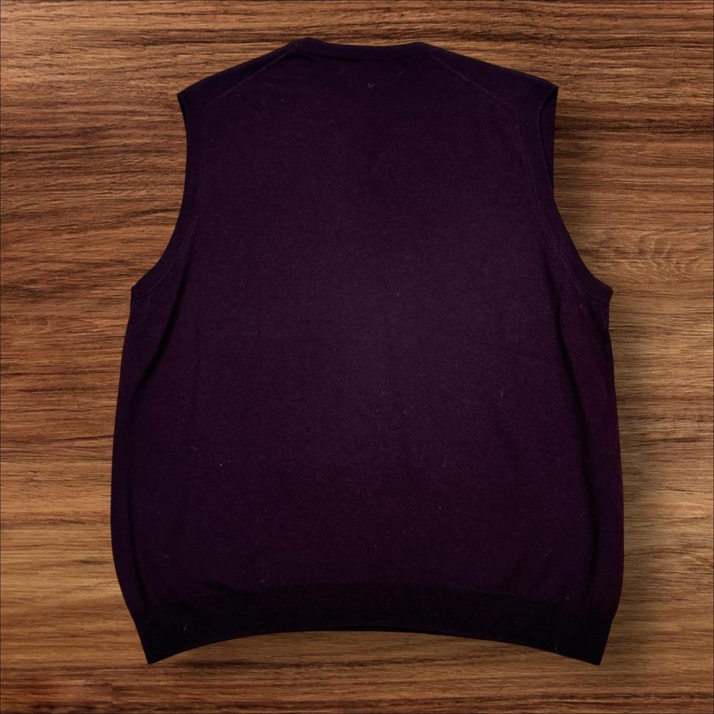 Brooks Brothers 346 Mens V Neck Sweater Vest Purple Extra Fine Italian Merino L - Picture 3 of 5